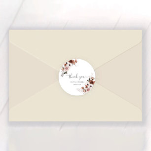 Sticker rond classique Baby shower floral soie