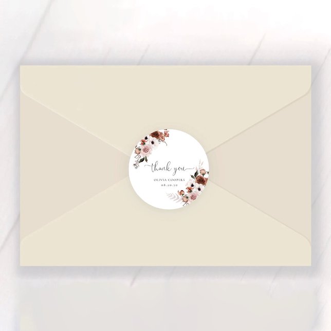 Sticker rond classique Baby shower floral soie (Créateur téléchargé)