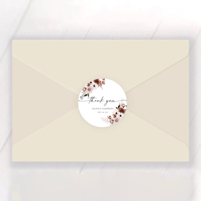 Sticker rond classique Baby shower floral soie (Créateur téléchargé)