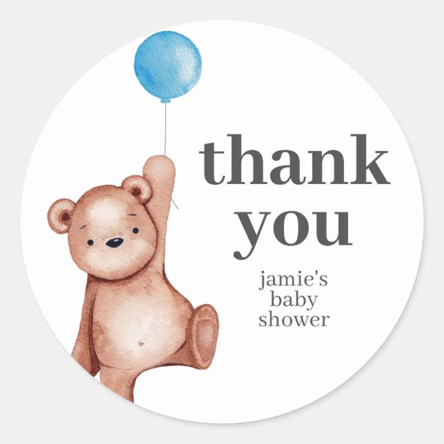 Sticker rond classique Baby shower pour ours en pe (Devant)