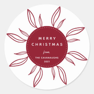 Sticker rond classique Bohême Wreath Holiday
