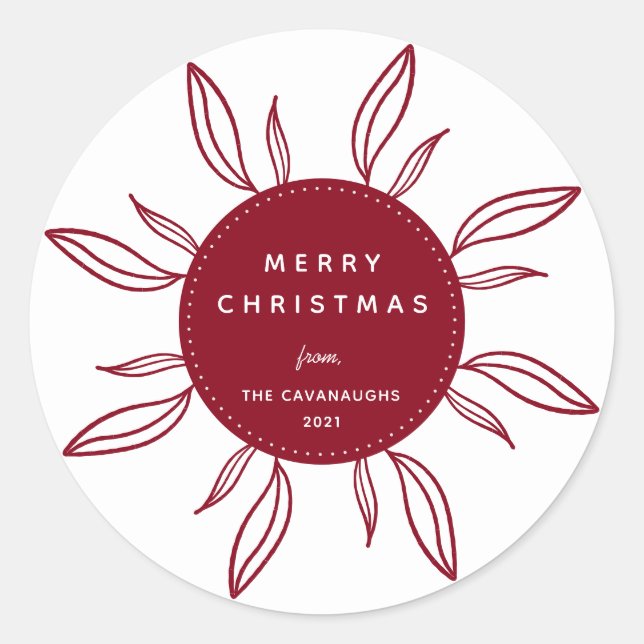 Sticker rond classique Bohême Wreath Holiday (Devant)