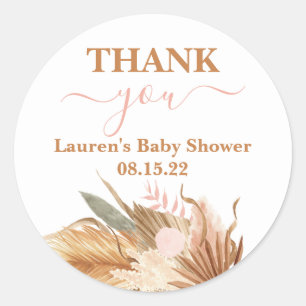 Sticker rond classique Boho Baby shower Girl