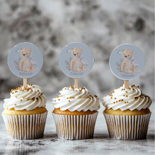 Sticker rond classique Boho bébé ours en peluche