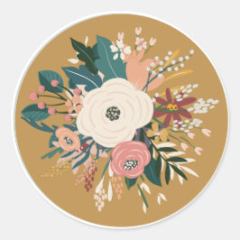 Sticker rond classique Bouquet de fleurs