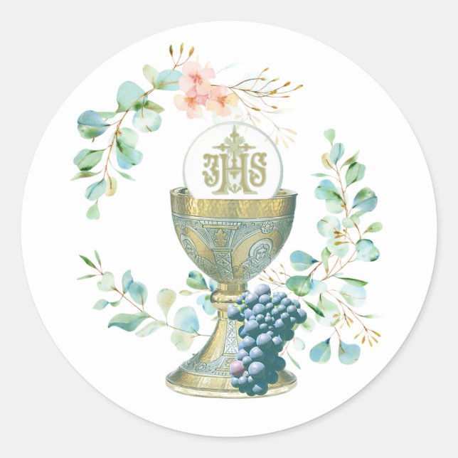 Sticker Rond Classique catholique traditionnelle première saint (Devant)