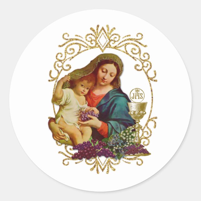 Sticker Rond Classique catholique traditionnelle première saint (Devant)