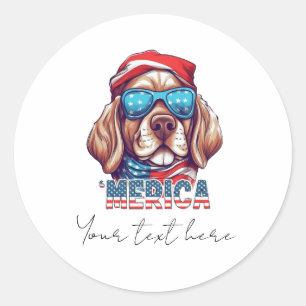 Sticker rond classique chien du 4 juillet