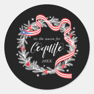 Sticker rond classique Coquito Christmas Wreath