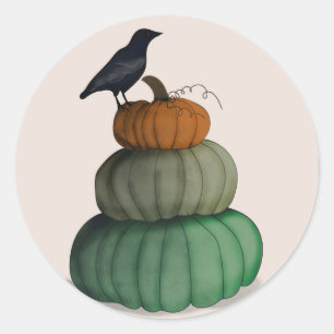 Sticker rond classique corbeau d'Halloween