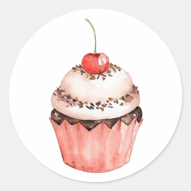 Sticker rond classique Cupcake (Devant)