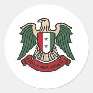 Sticker Rond Classique d'aigle de syrie libre