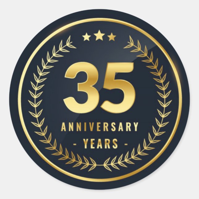 Sticker rond classique de 35 ans (Devant)