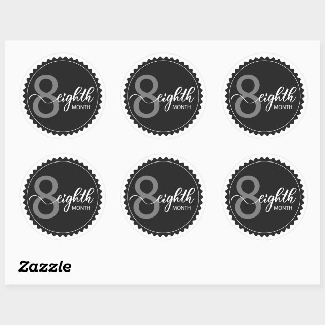 Sticker rond classique de 8 mois (Feuille)