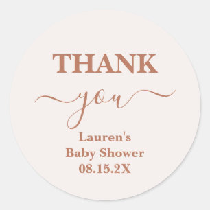 Sticker rond classique de Baby shower rose pâle