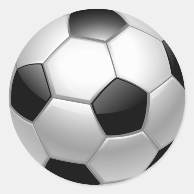Sticker rond classique de balle de soccer noir et  (Devant)