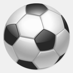 Sticker rond classique de balle de soccer noir et 