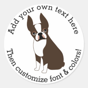 Sticker rond classique de Boston Terrier