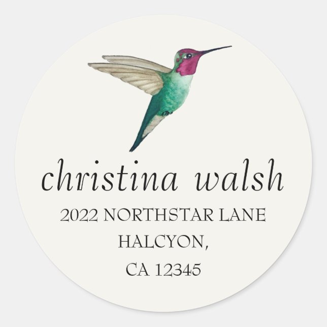 Sticker rond classique de colibri Anna (Devant)