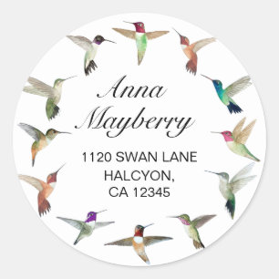 Sticker rond classique de colibris