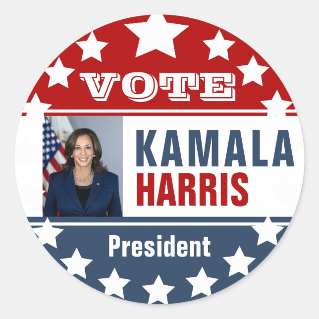 Sticker rond classique de la campagne Kamala Harri (Devant)