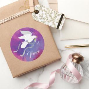 Sticker rond classique de la colombe blanche