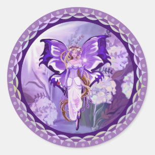 Sticker rond classique de la fée solaire violette