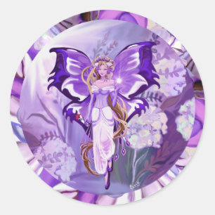 Sticker rond classique de la fée solaire violette