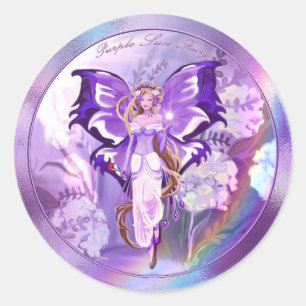 Sticker rond classique de la fée solaire violette