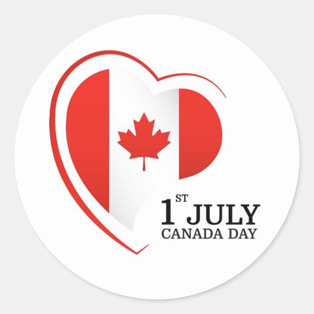 Sticker rond classique de la fête du Canada (Devant)