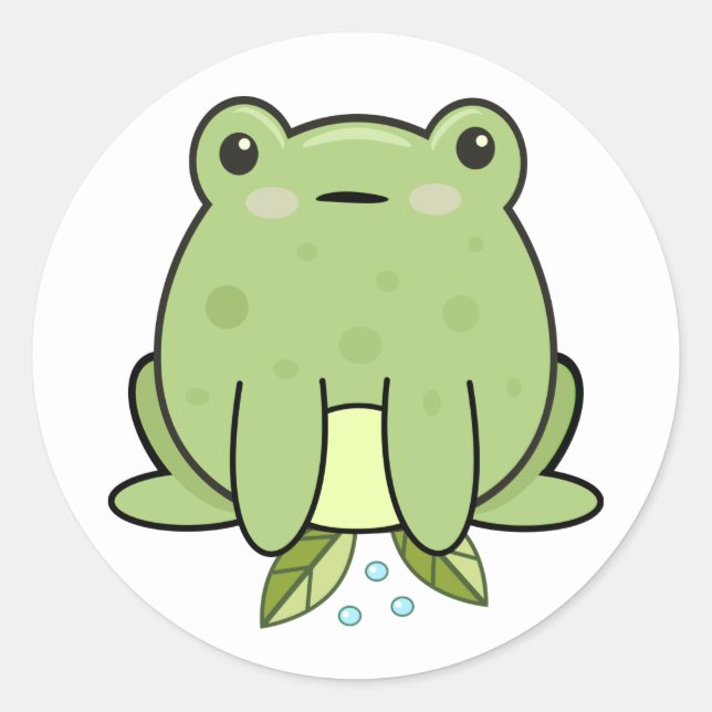 Sticker rond classique de la grenouille Kawaii (Devant)