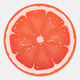 Sticker rond classique de la tranche de pamplemous