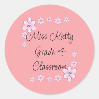 Sticker rond classique de l'enseignant de fleurs r