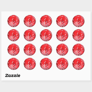 Sticker rond classique de l'ornement de Noël rouge
