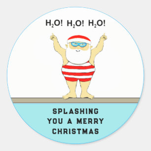 Sticker rond classique de Noël en natation