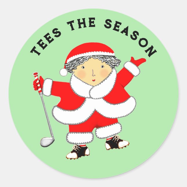 Sticker rond classique de Noël pour dames de golf (Devant)