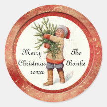 Sticker rond classique de Noël Vintage
