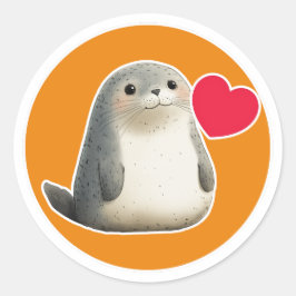 Sticker rond classique de phoque mignon
