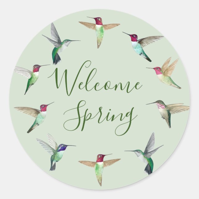 Sticker rond classique de printemps de bienvenue a (Devant)