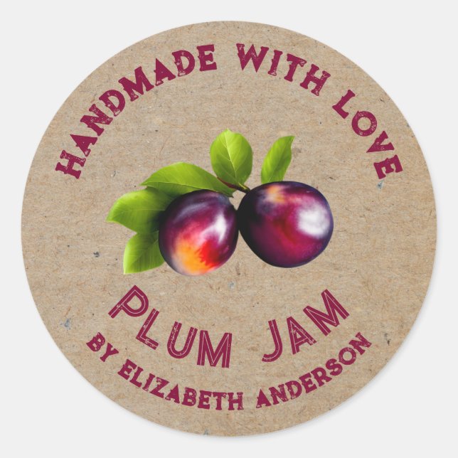 Sticker rond classique de produit de prune (Devant)
