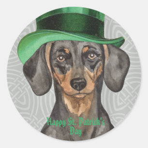 Sticker rond classique de St. Patrick's Day Dachsh