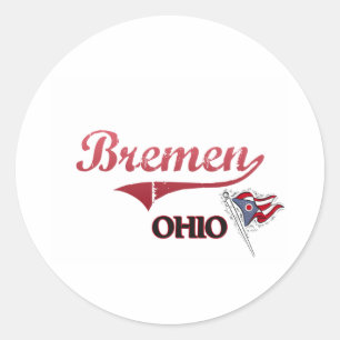 Sticker Rond Classique de ville de Brême Ohio