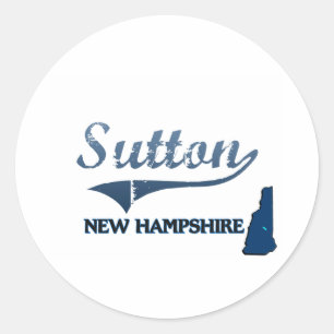 Sticker Rond Classique de ville de Sutton New Hampshire