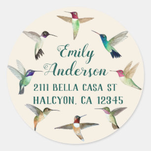 Sticker rond classique des colibris de Californie