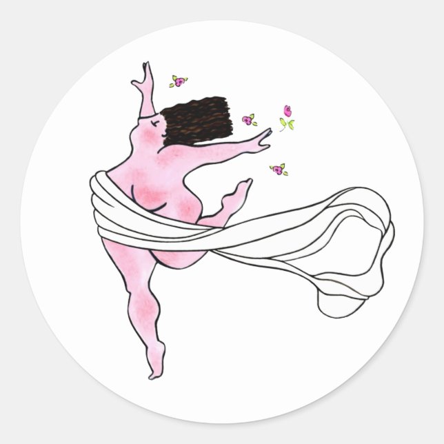 Sticker rond classique "Diva avec courbes" (Devant)
