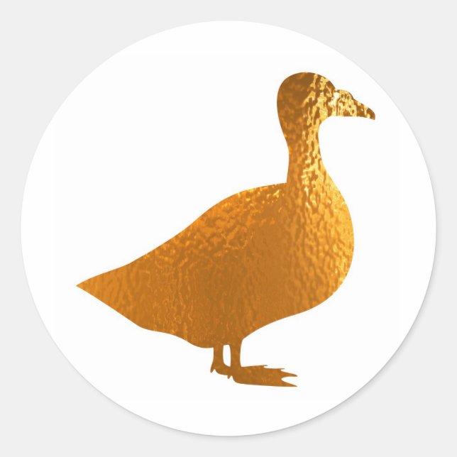Sticker rond classique d'oie d'or (Devant)