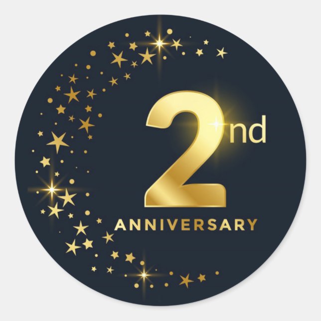 Sticker rond classique du 2e anniversaire (Devant)