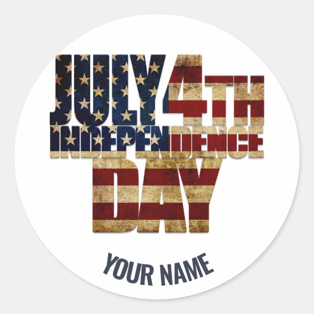 Sticker rond classique du 4 juillet (Devant)
