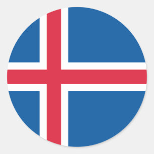 Sticker rond classique du drapeau islandais