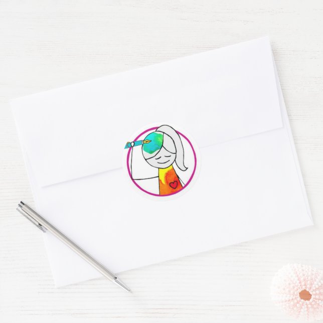 Sticker rond classique du logo HWJ (Enveloppe)